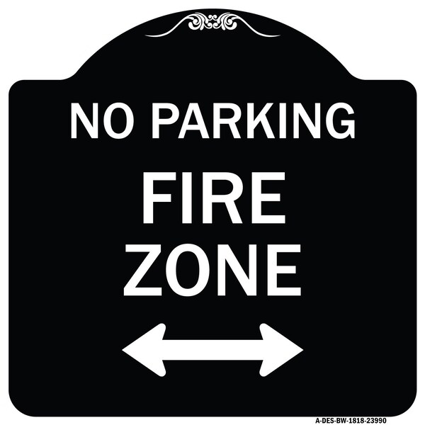 Signmission Fire Lane with Bidirectional Arrow Heavy-Gauge Aluminum Architectural Sign, 18" x 18", BW-1818-23990 A-DES-BW-1818-23990 - main